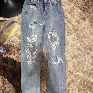 American Eagle Outfitters Light Blue Distressed Straight Leg Jeans